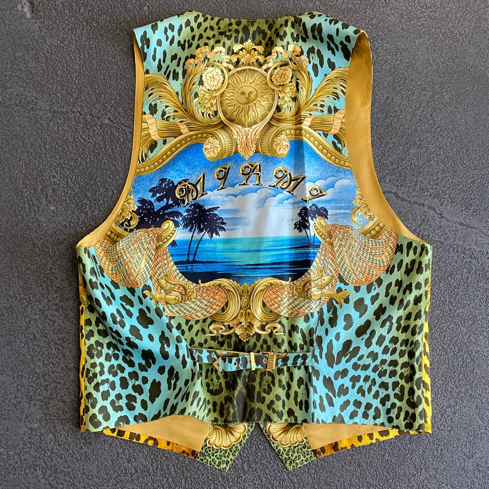 Vintage 90s Gianni Versace Miami Silk Vest size 54